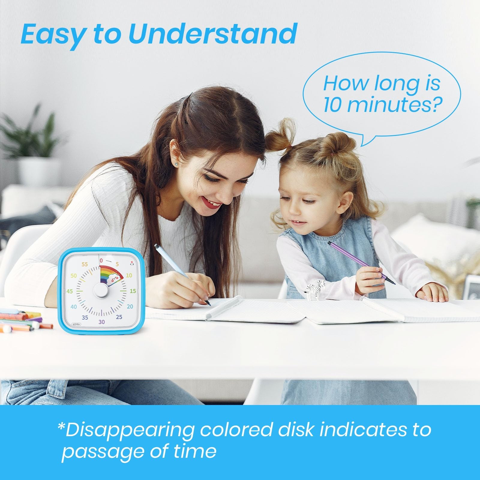 Visual Timer with Protective Case Rainbow Disk 60 Minute Countdown Timer
