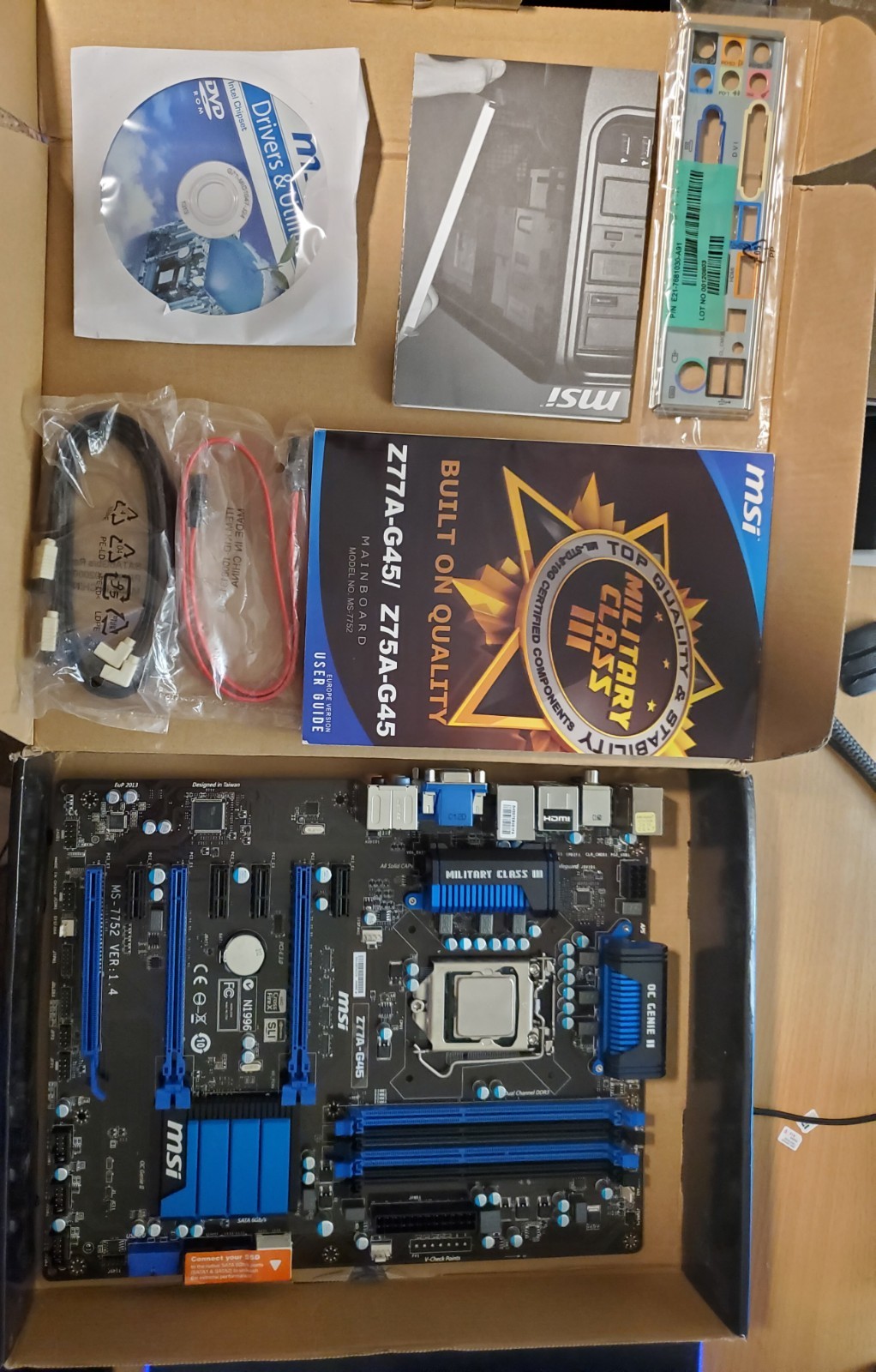 MSI Z77A-G45 ATX Motherboard & Intel Core i7-2600 3.40GHz LGA1155 DDR3 Combo