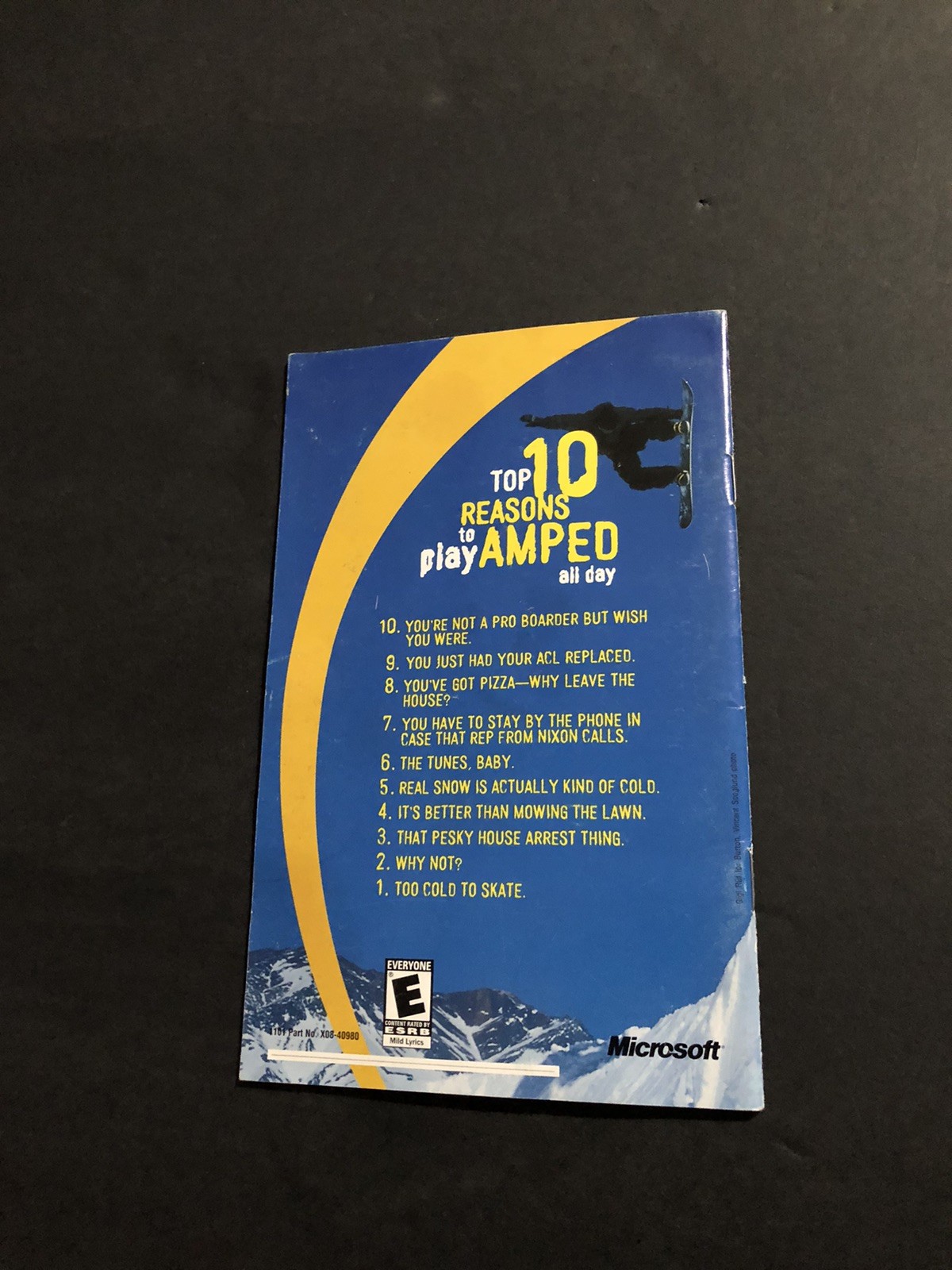 Amped Snowboarding xbox Manual Only
