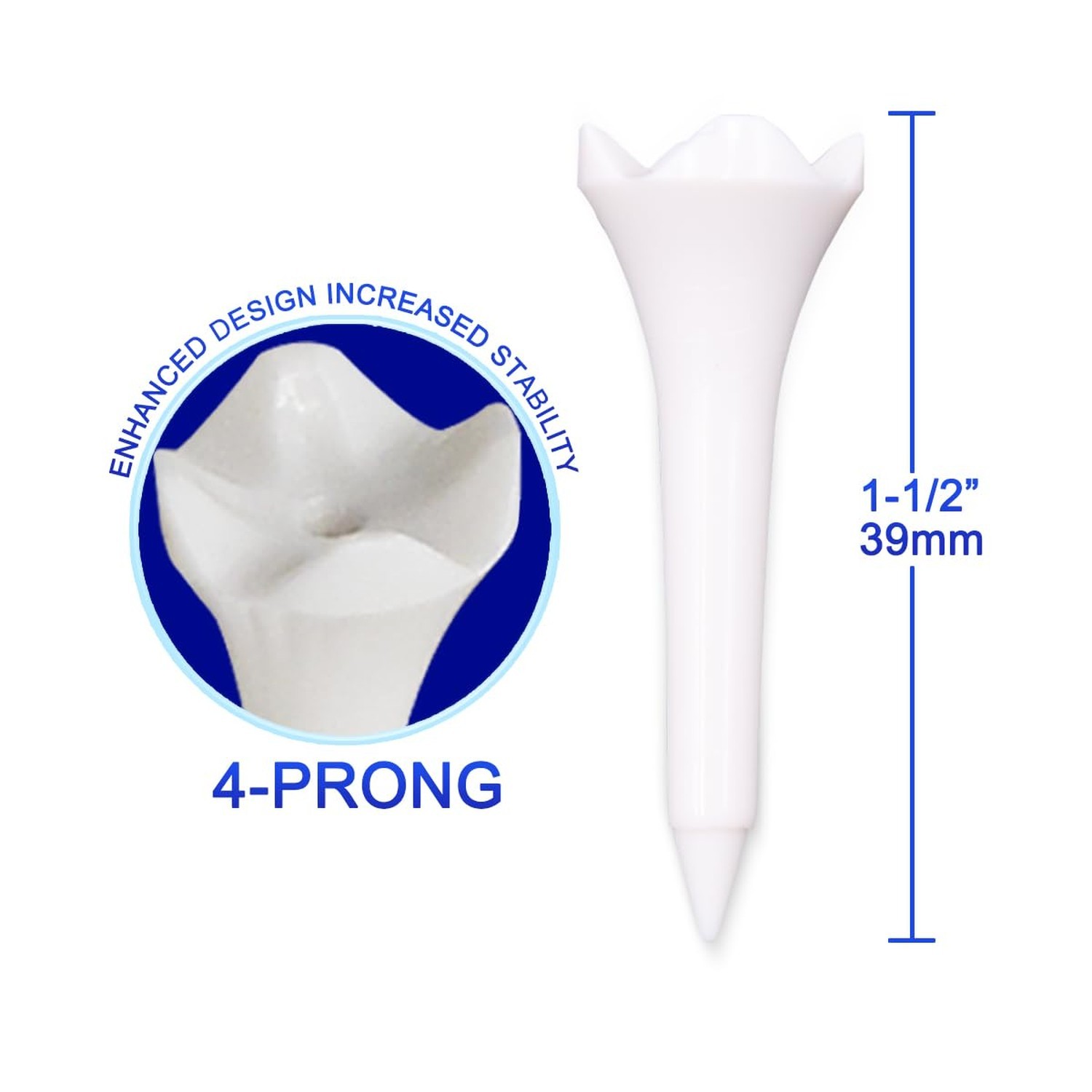 1 1/2'' Plastic Golf Tees – Short Tees for Irons, Par Threes, Hybrids, and