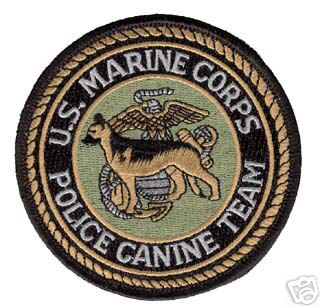 MARINE CORPS  K-9 MILITARY K9 CANINE TEAM  USMC POLICE  EMBROIDERED PATCH