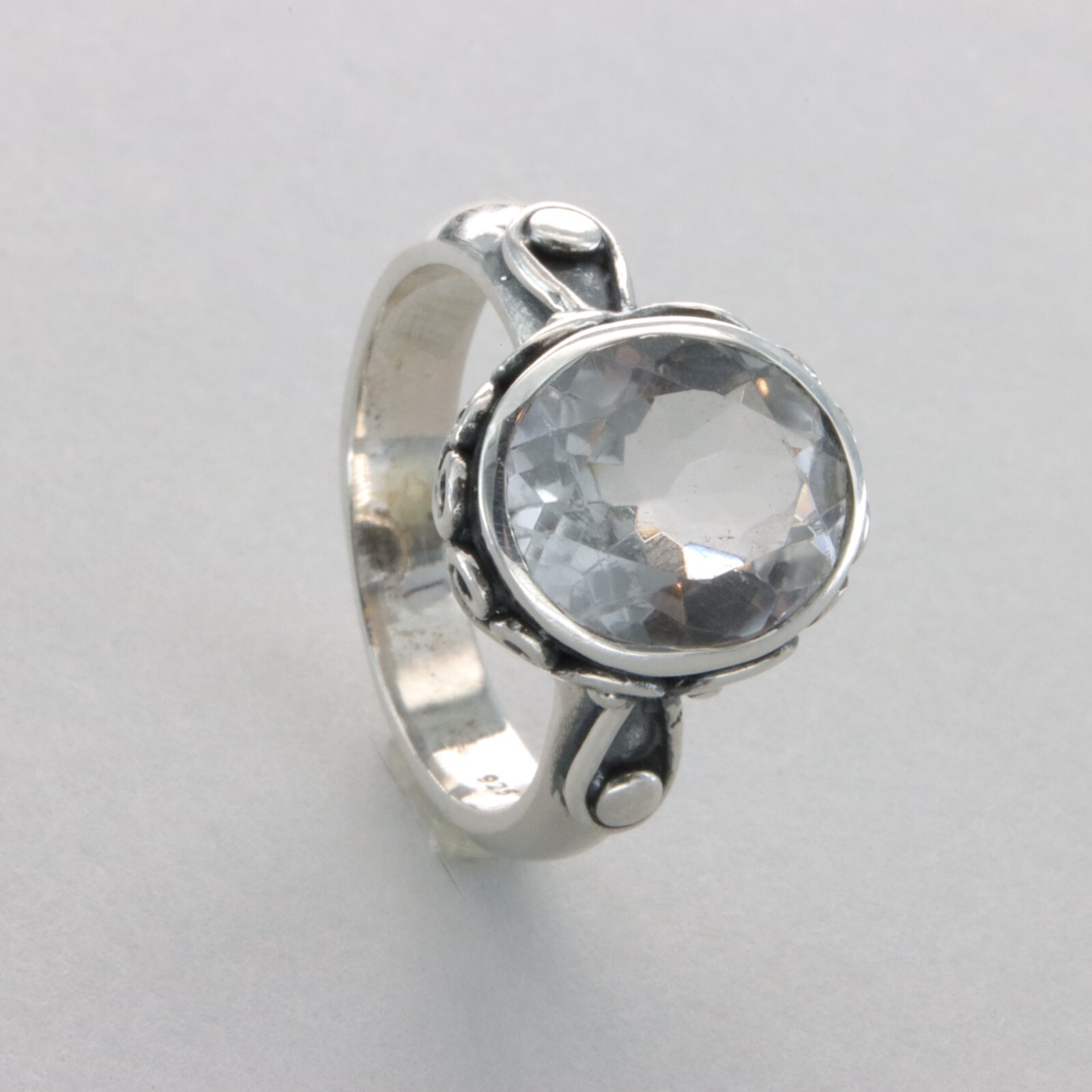 Oval Clear QUARTZ Ring - 925 STERLING SILVER - Natural & Genuine Gemstone #15e