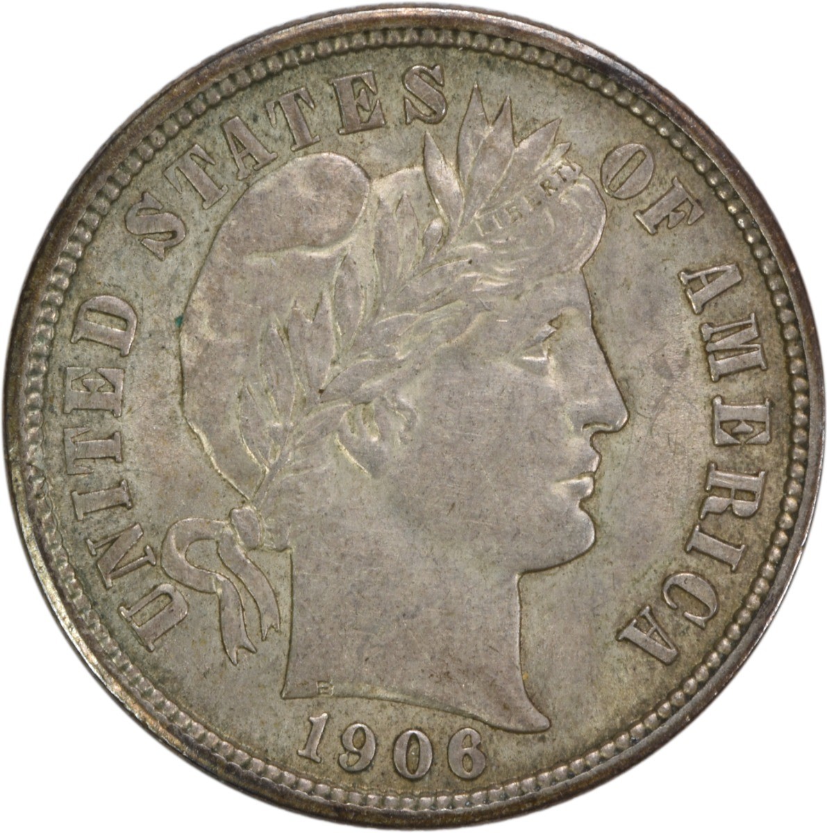 1906 Barber Silver Dime AU Slider Uncertified #306