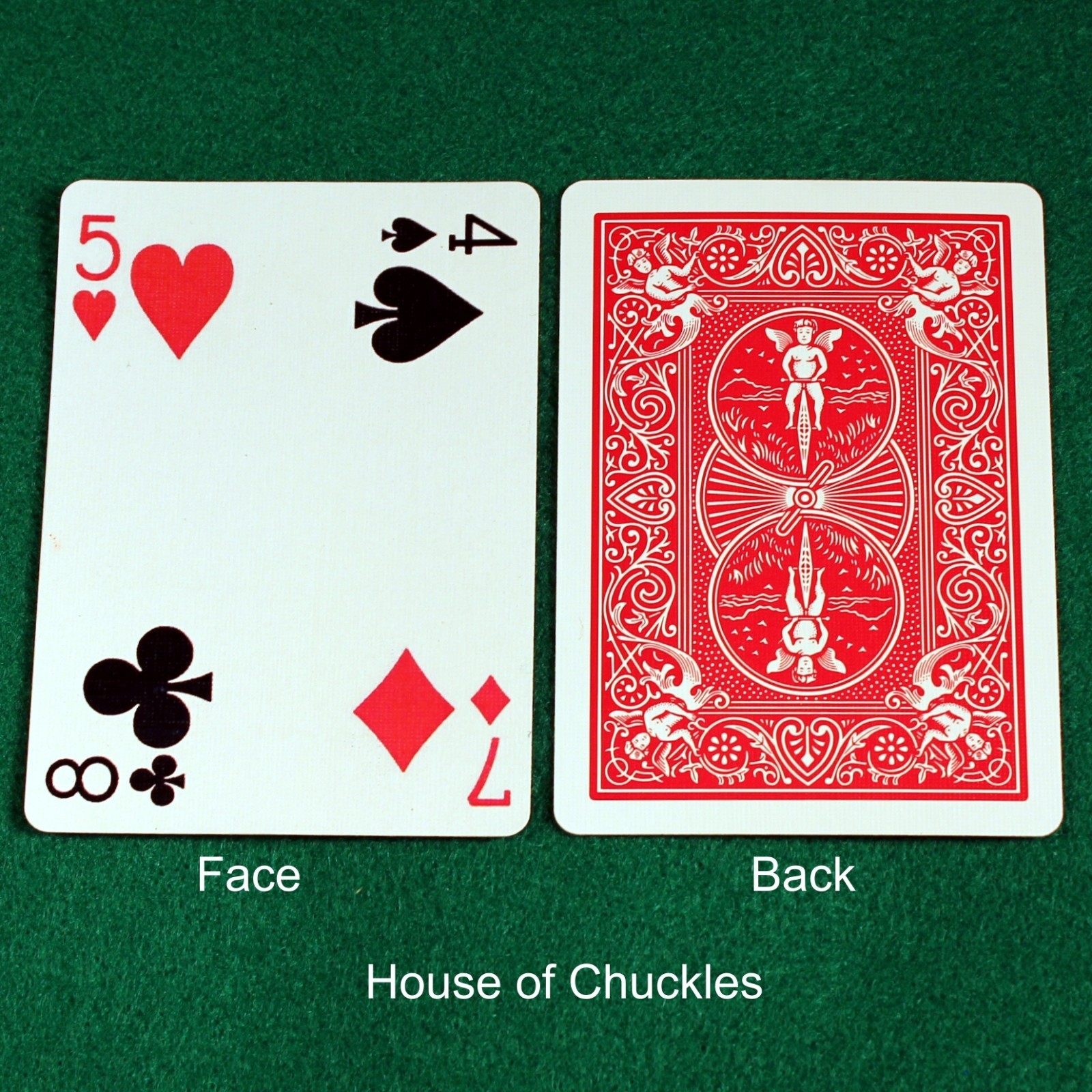 Four Corner Pip Card, Bicycle Printed Gaff Card, Red