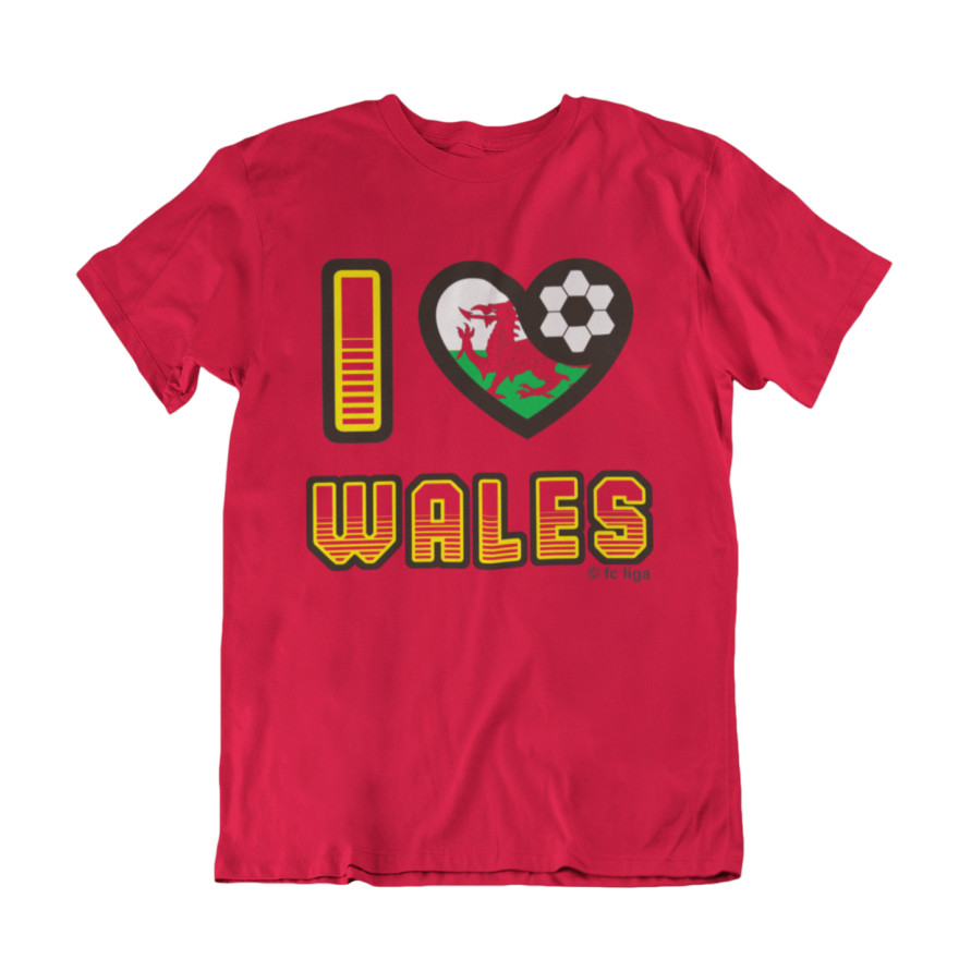 I LOVE WALES  Football T-Shirt, Adults Kids Or Baby, World Cup Cymru Welsh