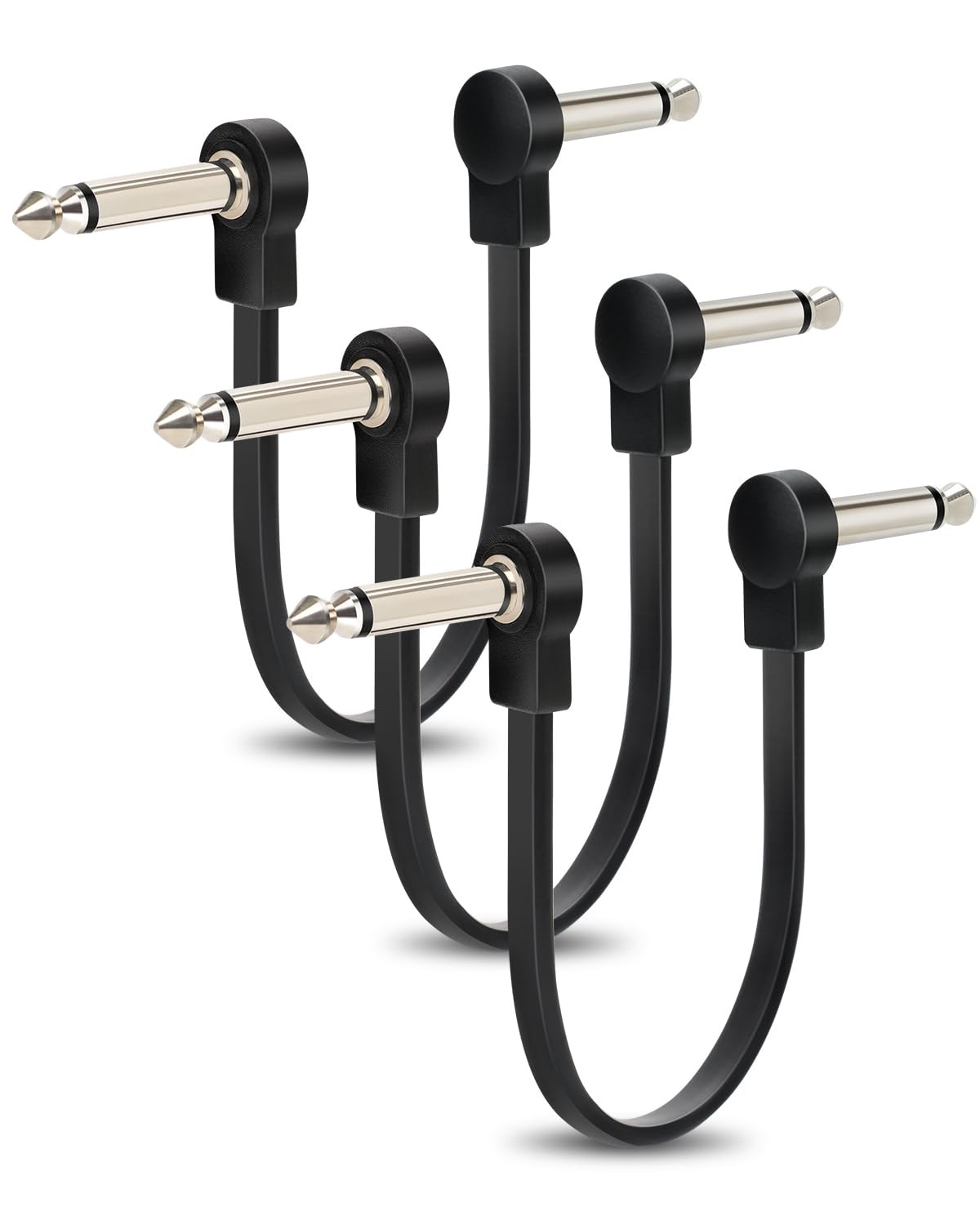 Aqdocvf 3-Pack Professional Guitar Patch Cables - 6 Inch 1/4 TS 6 Inch, Black