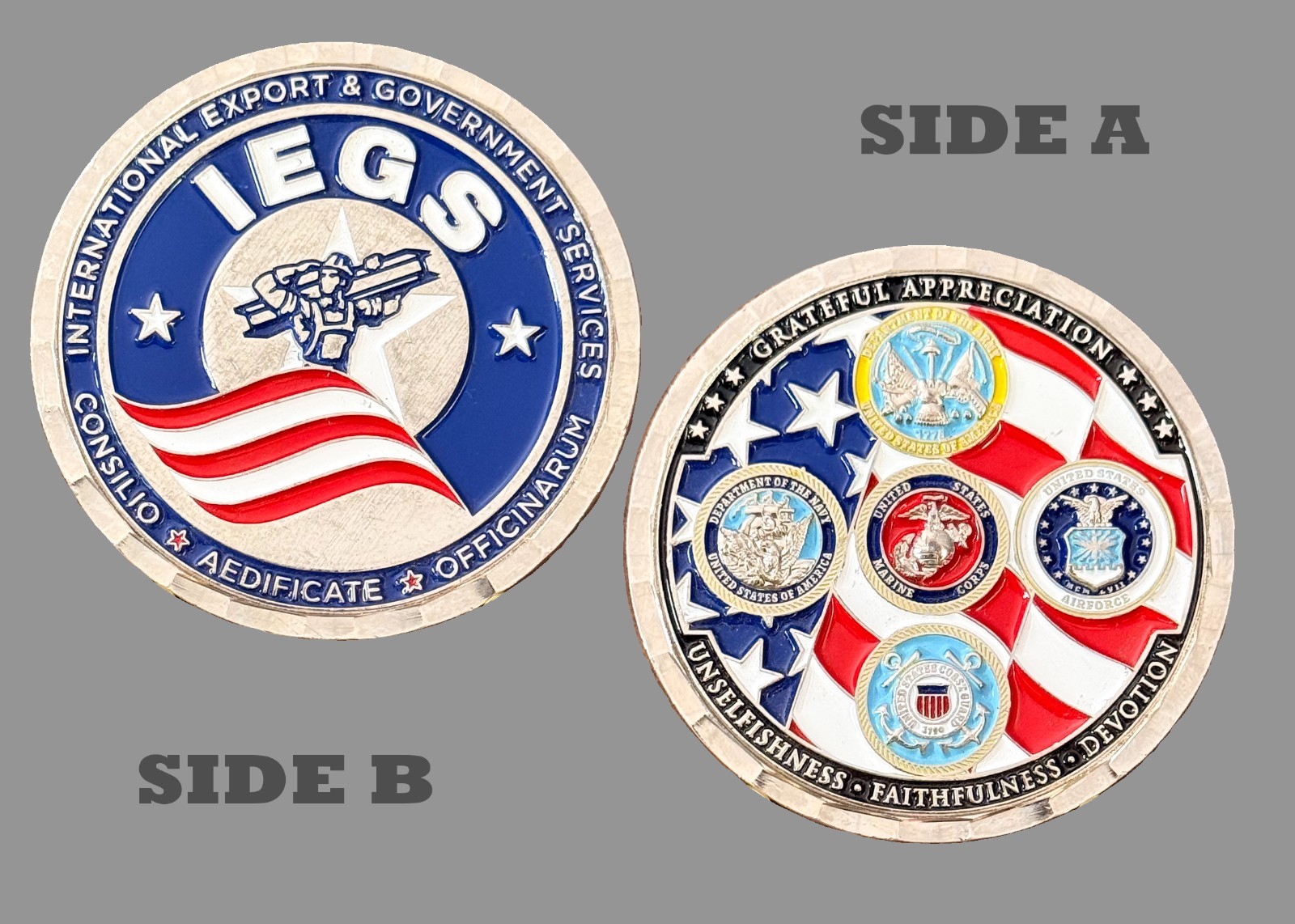 IEGS US Five Military Branches American Flag Veteran Challenge Coin  1#32