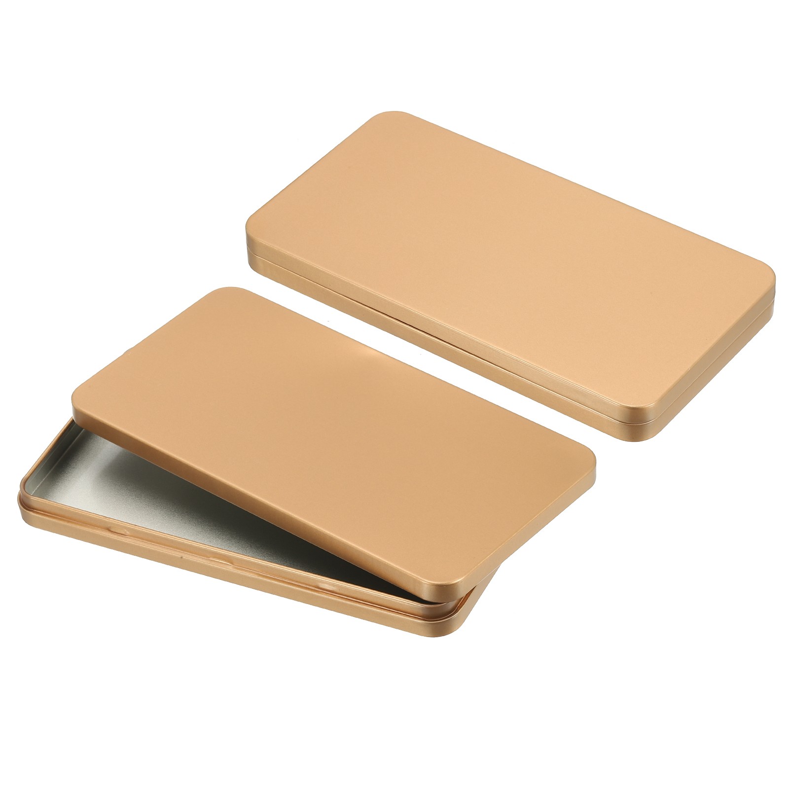 Small Cash Box, 2 Pcs Money Holder Metal Tin Box Cash Tray Organizer, Rose Gold