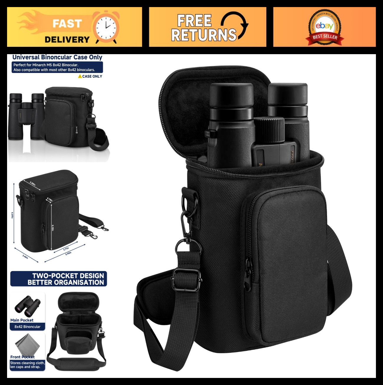 Durable Travel Protective Case for Nikon Monarch M5 M7 PROSTAFF P3 Binoculars, B