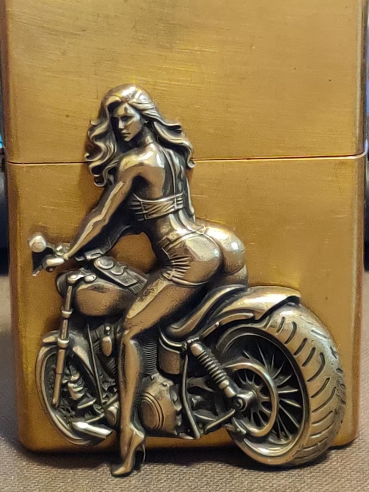 1 piece Lighter accessories Brass sexy motorcycle girl DIY sticker