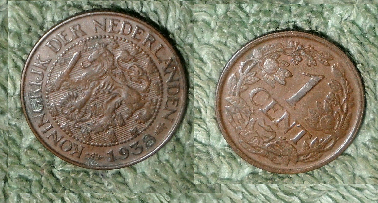 RFM 77437 World Coins Netherlands 1938 1 Cent VF Condition
