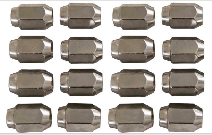 16pk 12x1.25mm Metric Chrome Lug Nuts for Yamaha Golf Carts