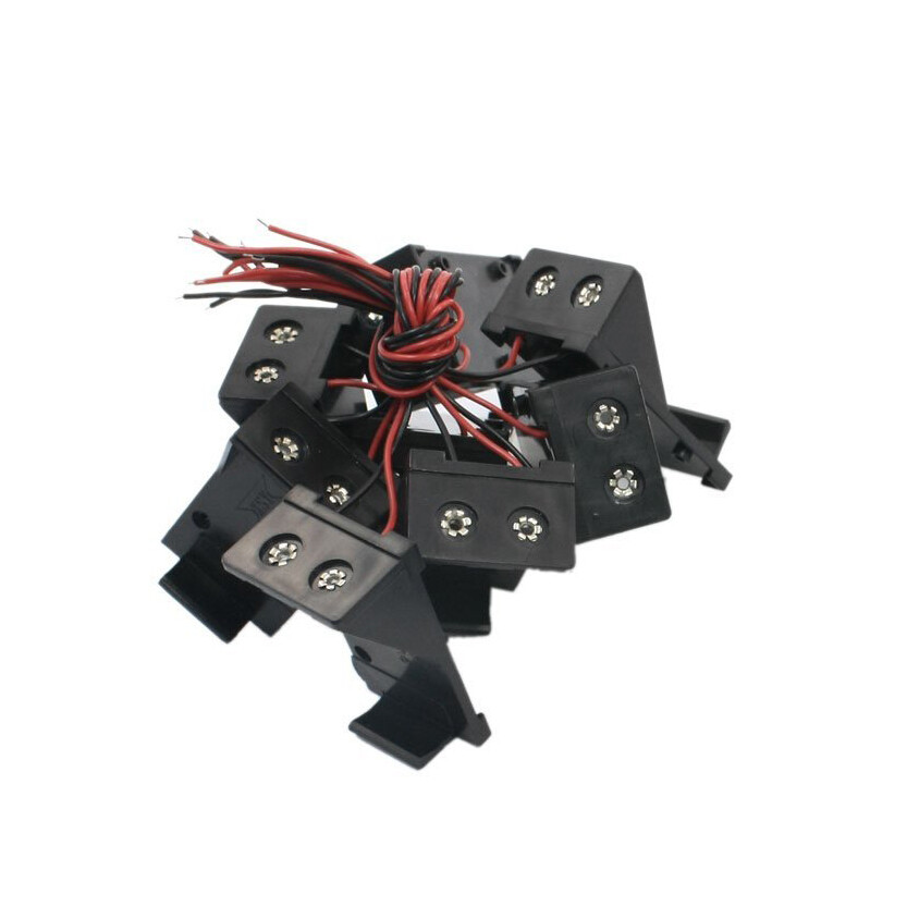 10x 9V Battery Spring Clip 1-Holder Case Plastic Storage Box With Two Wire Leads