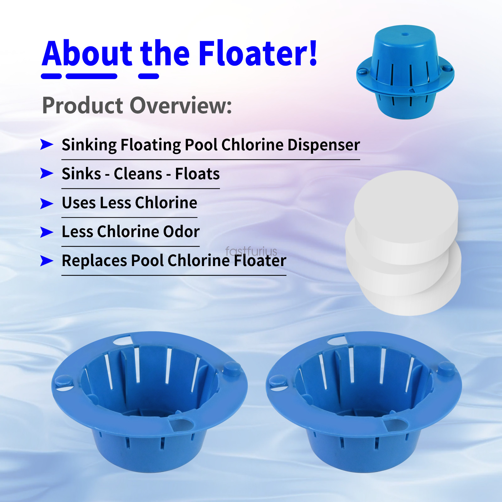 Pool Chlorine Dispenser Sinking Floating Uses Less Chlorine Do not produce odor