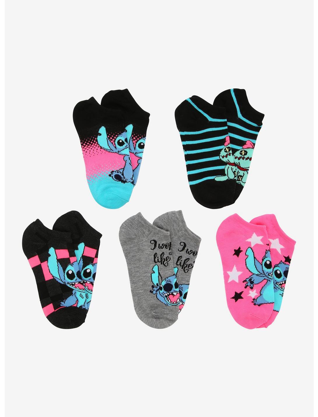 Disney Lilo & Stitch Retro No-Show Socks - 5 Pairs
