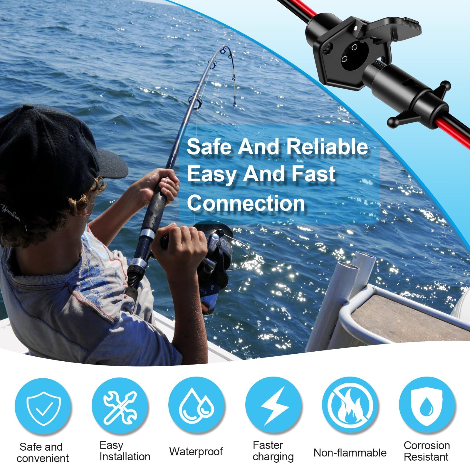 Trolling Motor Plug,Professional Waterproof Trolling Motor Plugs 12V-24V