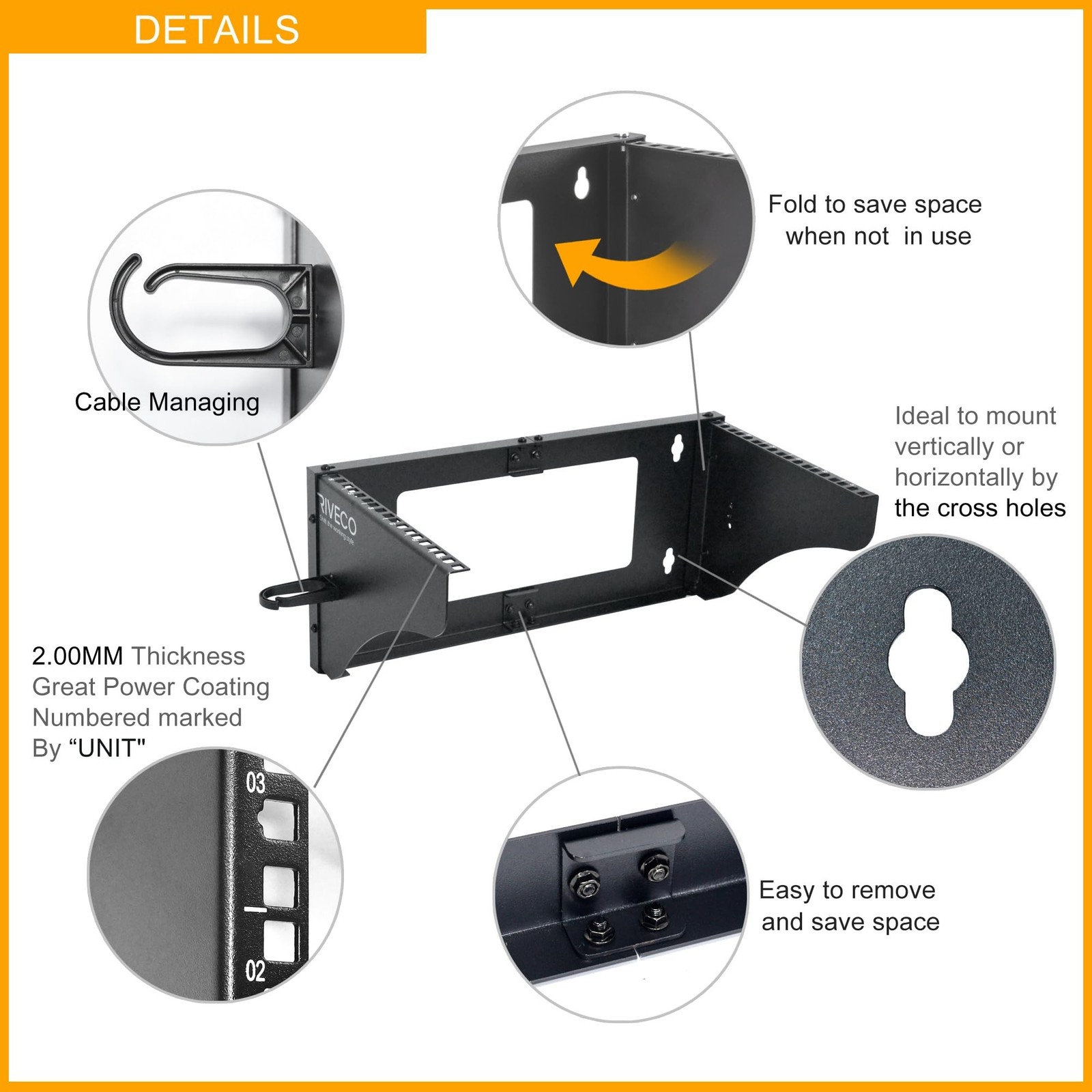 RIVECO 4U Wall Mount Rack for Network Reinforced Heavy Load 66LBS Small Serve...