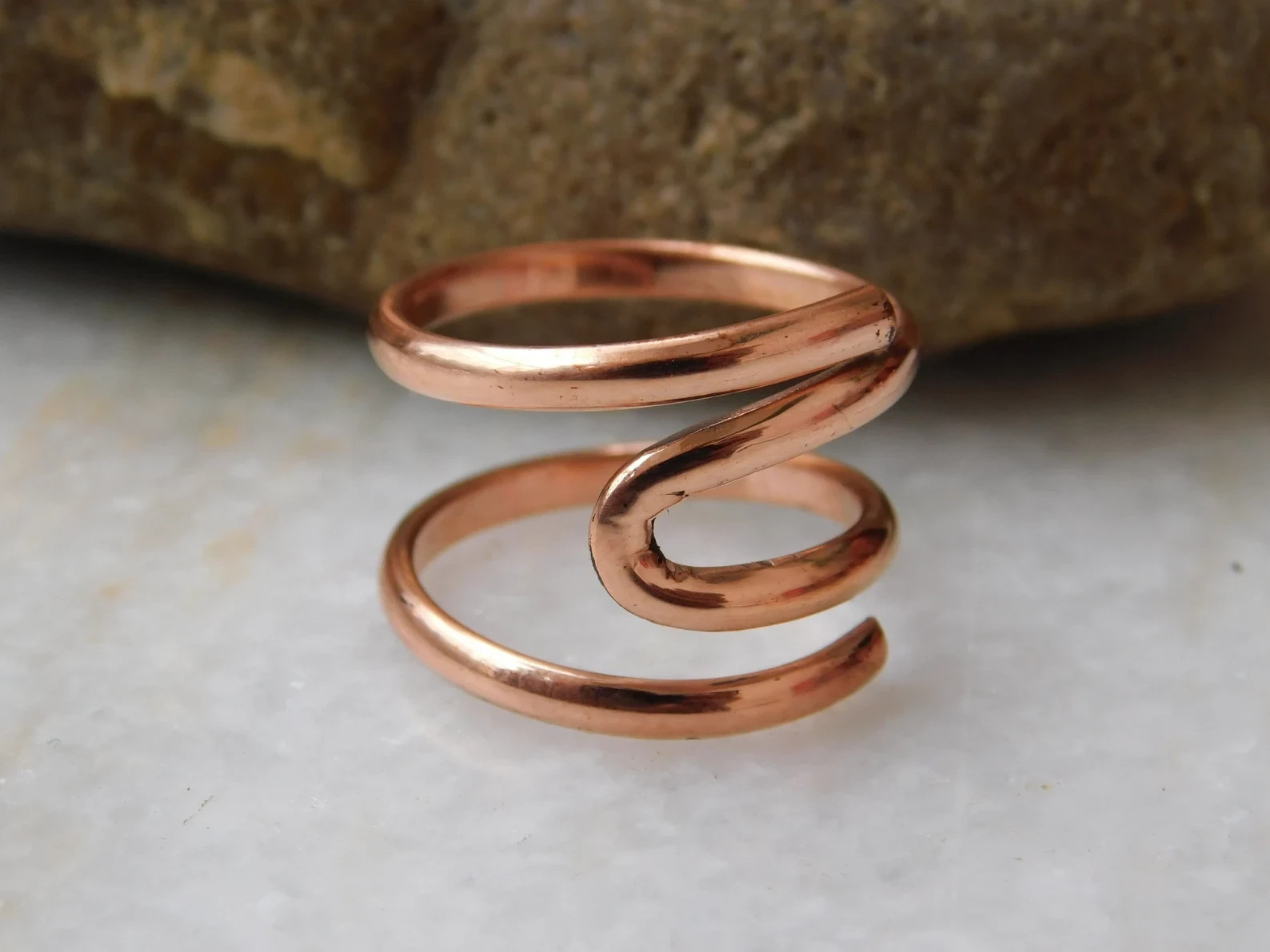 Solid Copper Minimalist Healing Ring Handmade Unisex Thumb Ring