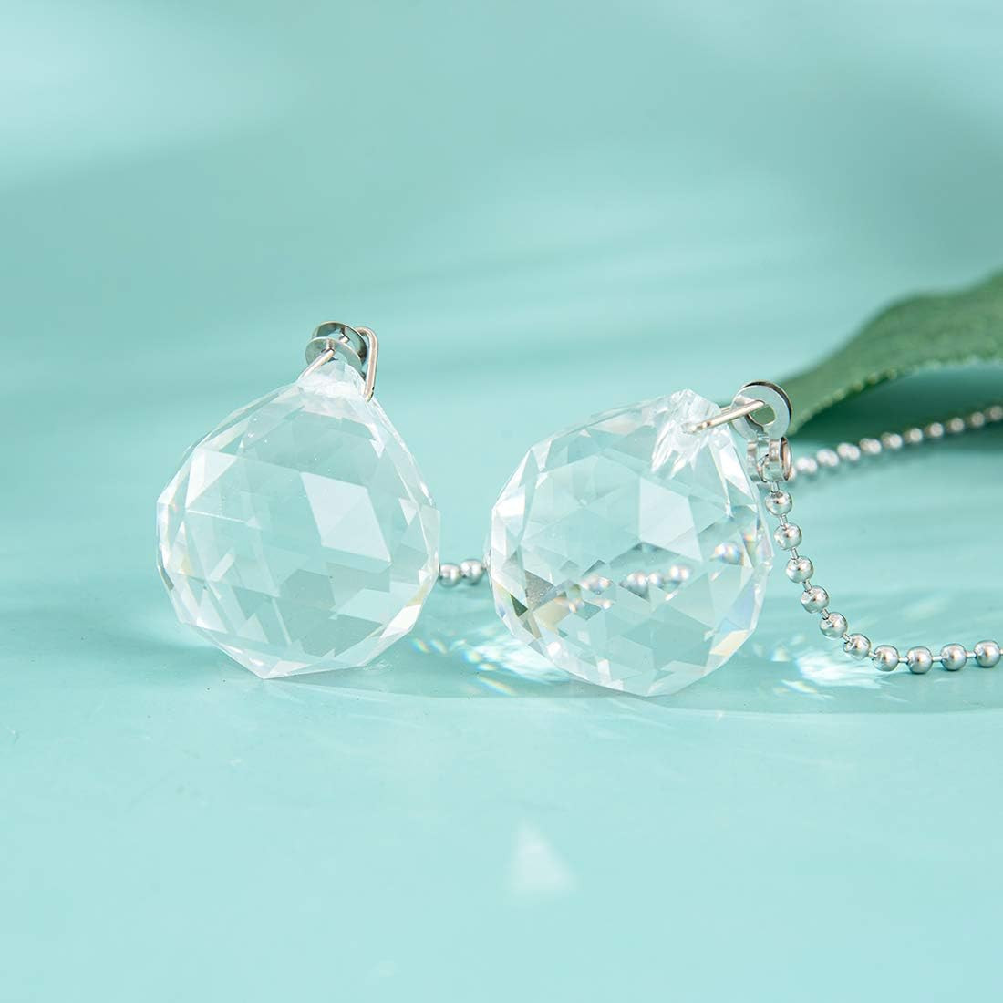 Ceiling Fan Pull Chain, 2pcs 30mm Diameter Prism Ball Extension Chains with Deco