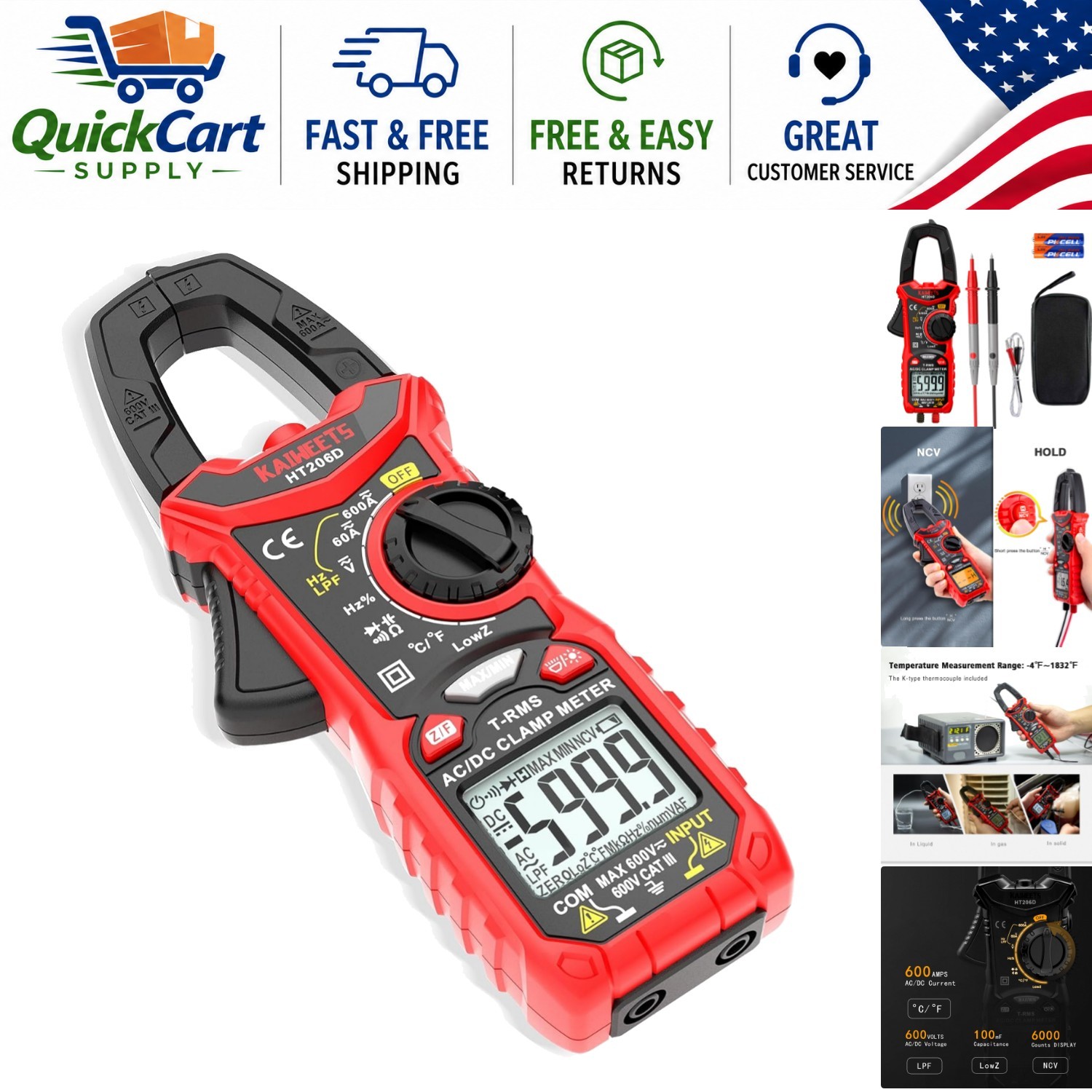 Advanced Digital Clamp Meter with Non-Contact Voltage Detection & LowZ Function