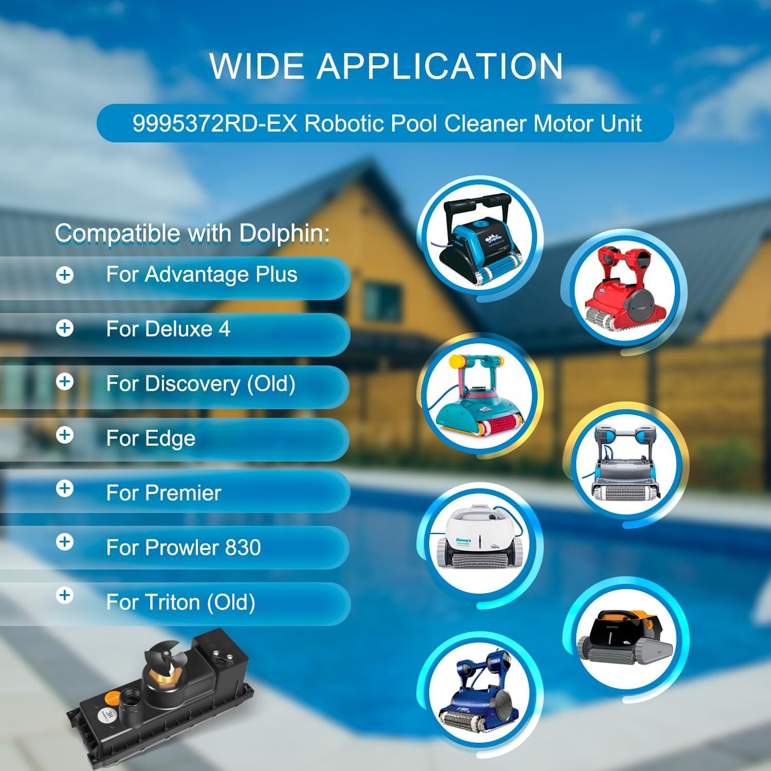 Robotic Pool Cleaner Motor Unit 9995372RD-EX for Dolphin Advantage Plus, Premier