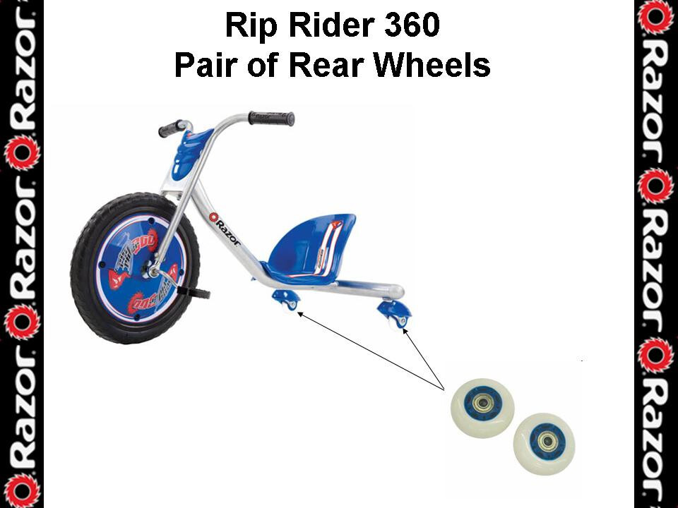 Razor Rip Rider Rear Wheels - 2 pack "SILVER HUBS" W/WRENCH