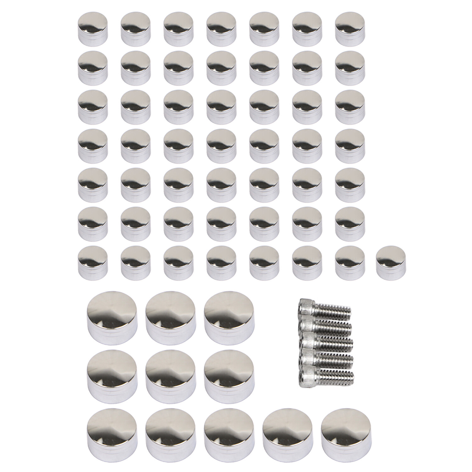 61Pcs Chrome Engine Bolt Cap For Harley Heritage Softail Fatboy FLSTF EFI FLSTFI