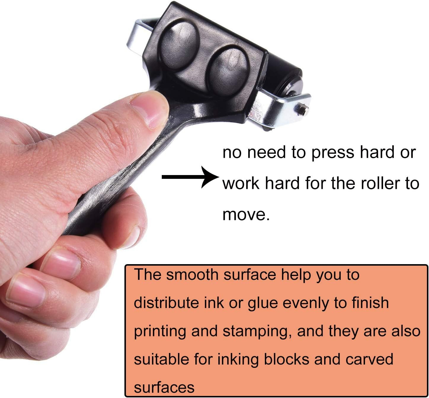 2 Pcs Rubber Roller, Hard Rubber Brayer Glue Roller for Construction Tools Print
