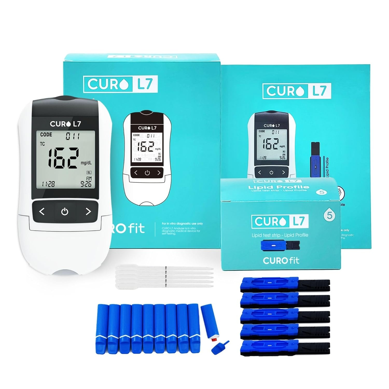 CUROL7 Professional Grade Blood Cholesterol Testing with Home KIT Allinone T..