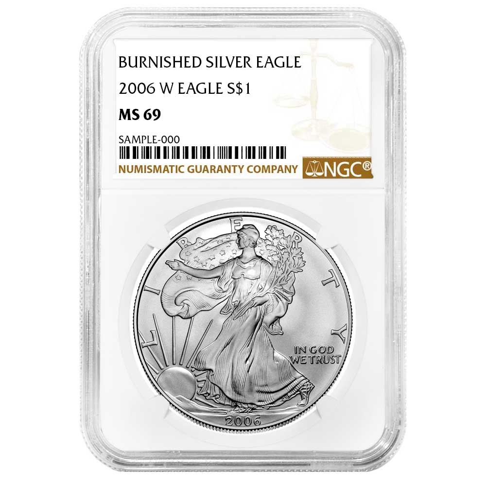 2006-W Burnished $1 American Silver Eagle NGC MS69 Brown Label