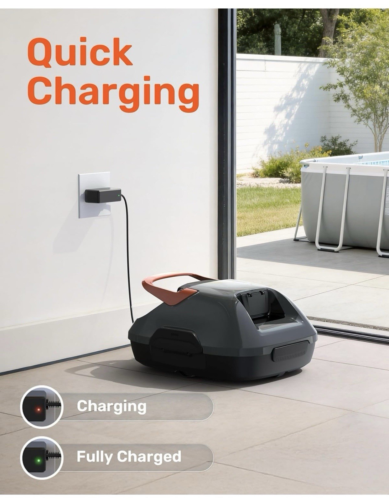 Powerful Cordless Robotic Automatic Pool Vacuum Cleaner for Above Ground Pools
