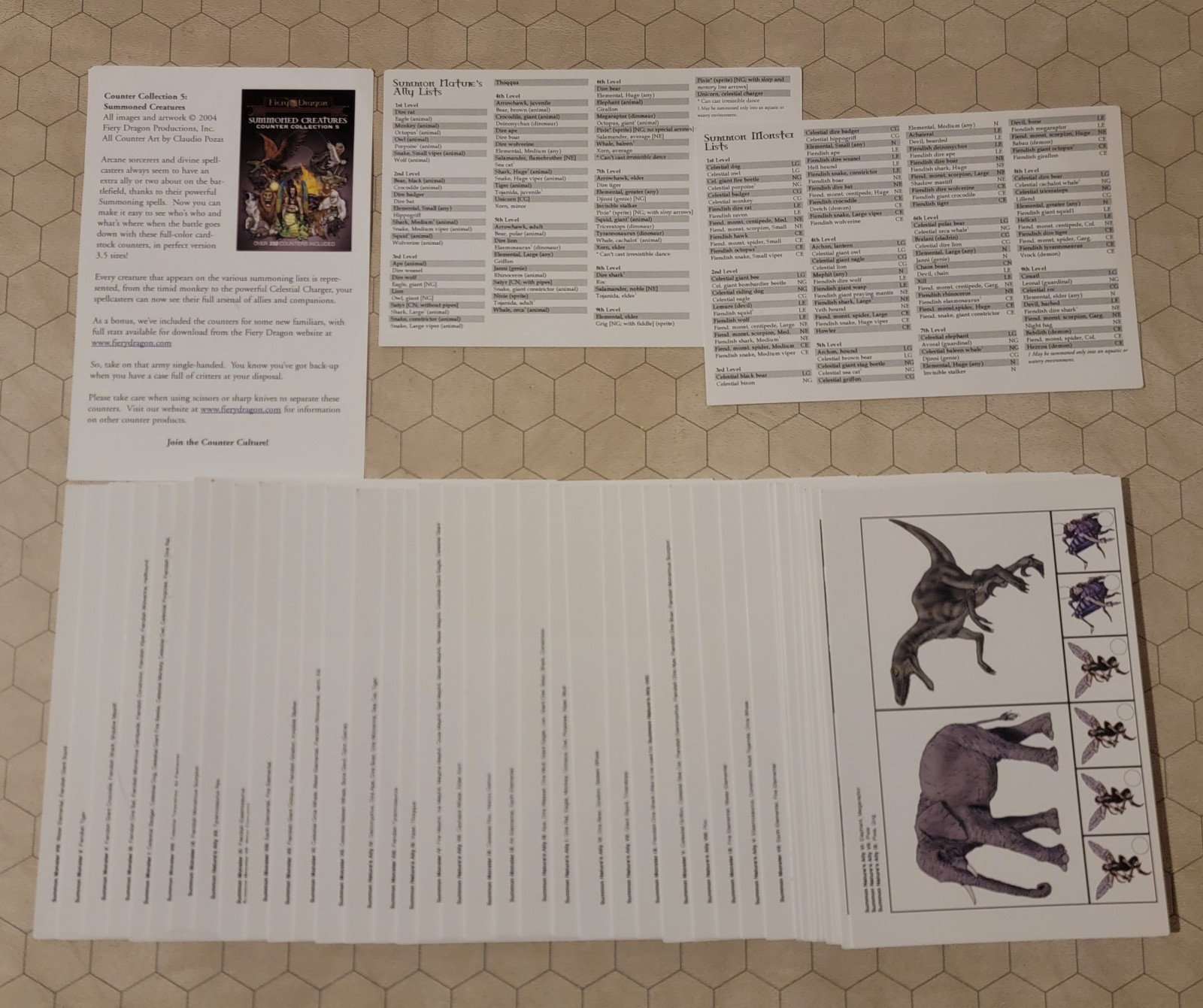 Fiery Dragon Summoned Creatures Counter Collection 5 - 40 pages/350+ counters