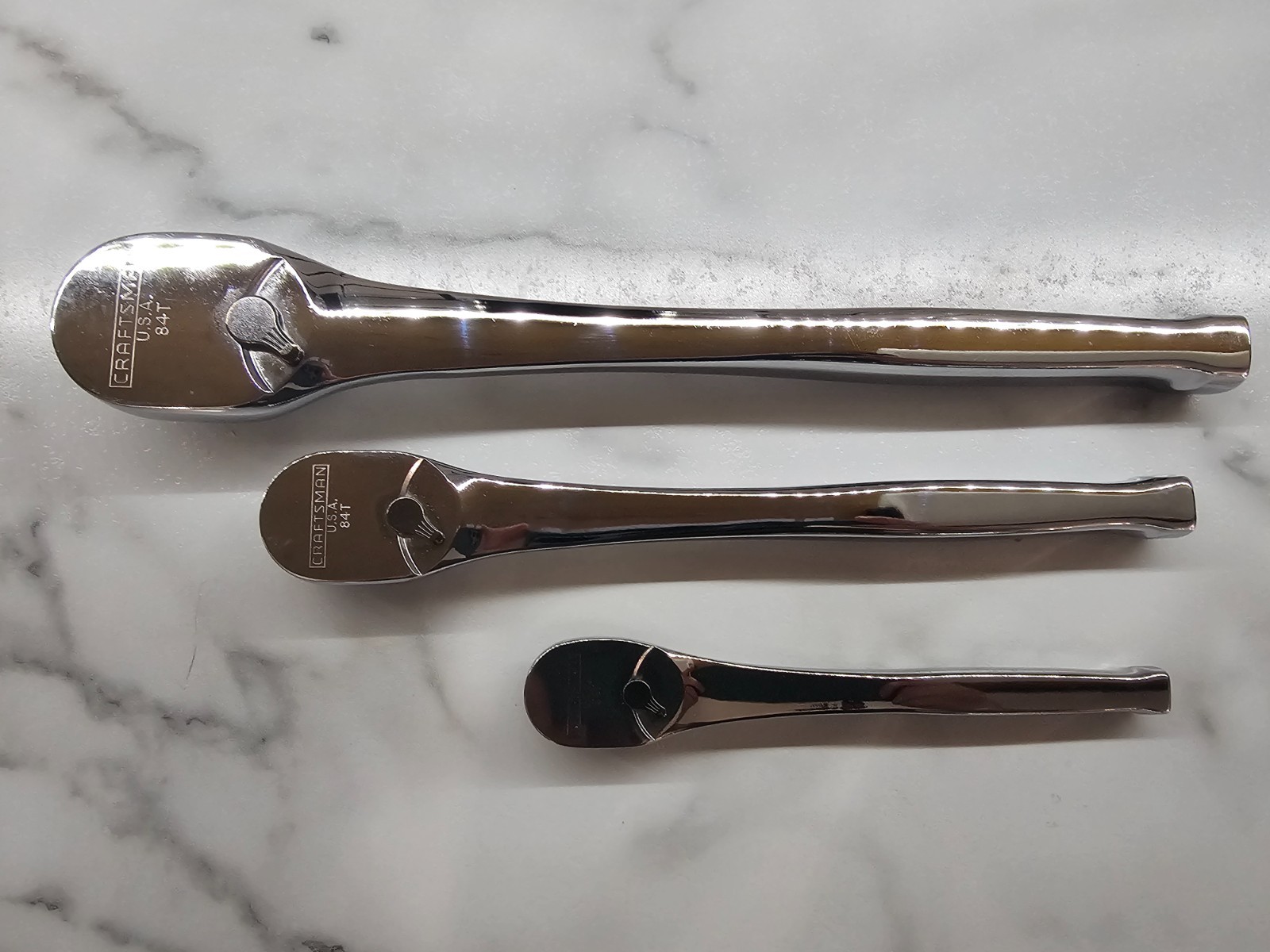 Vntg Craftsman Premium 84T Fine Tooth Ratchet Set (1/4", 3/8", 1/2" Drive) USA