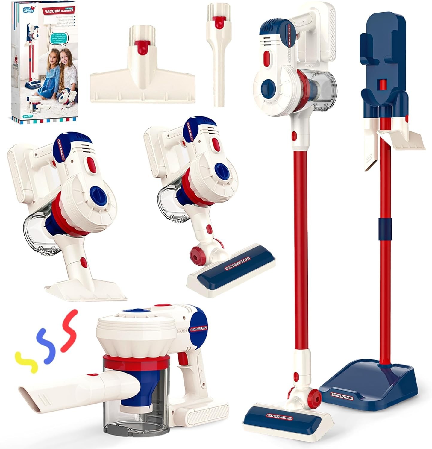 3-in-1 Kids Vacuum That Really Works, Toddler Toy Vacuum Cleaning Set