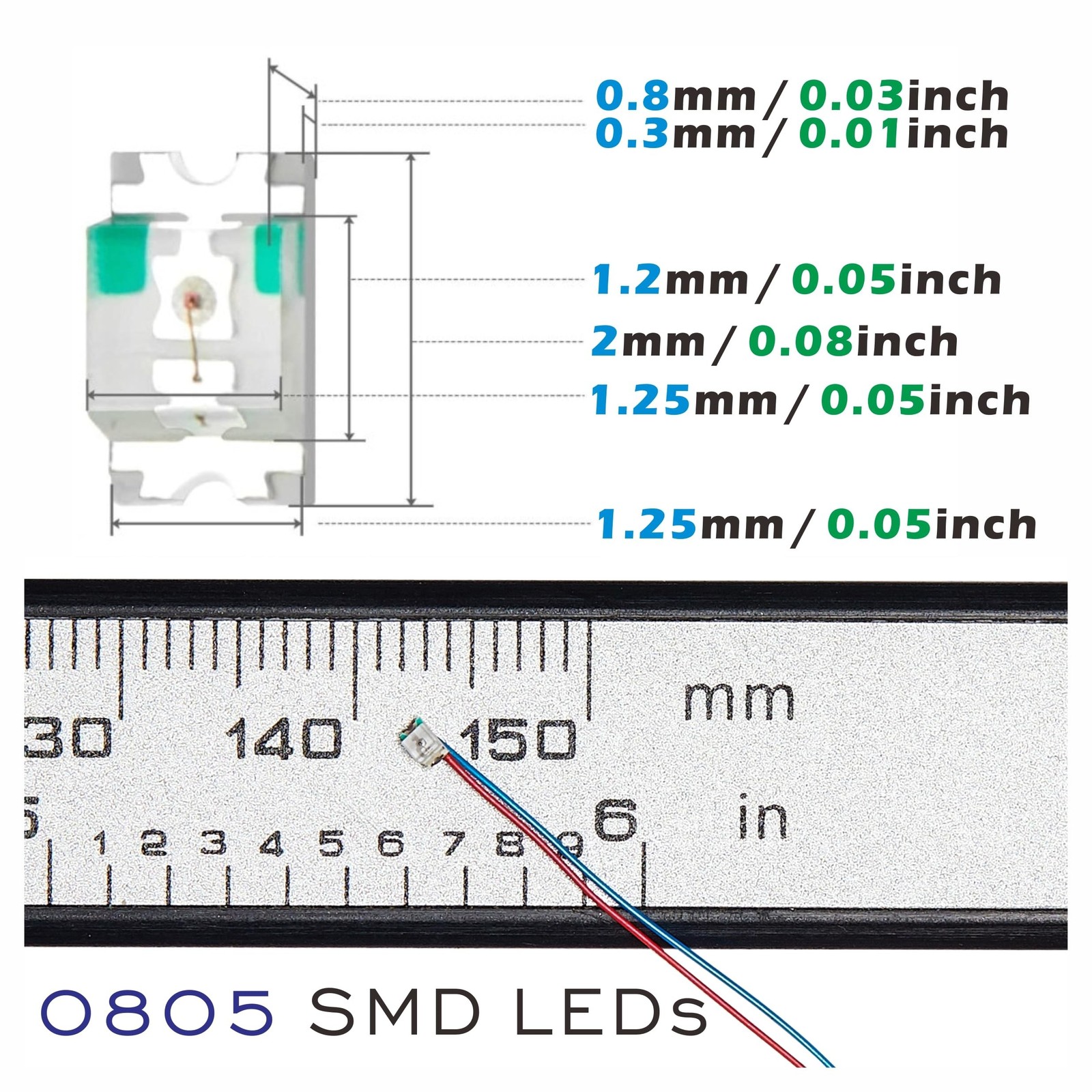 25PCS Pre-Wired 0805 SMD LEDs(Light Mode: Continuous Warm White Light) Micro ...