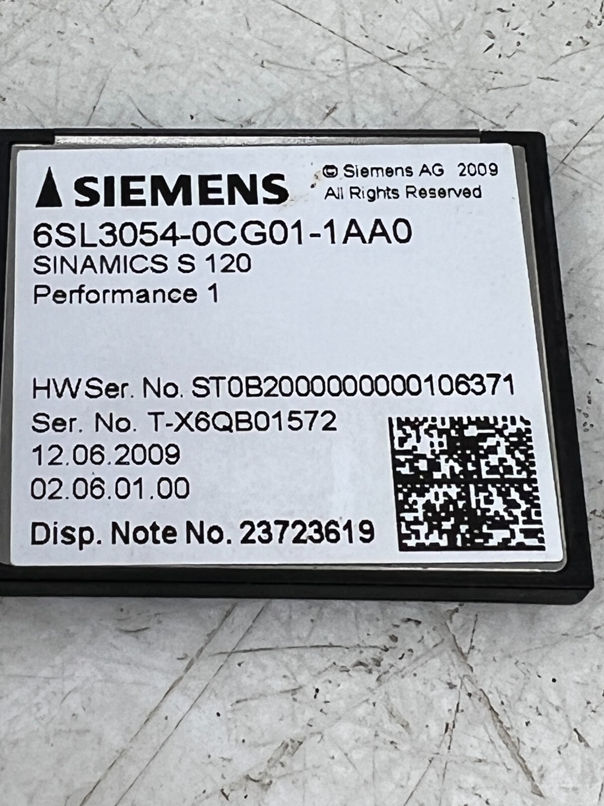 👀 SIEMENS SINAMICS S 120 COMPACTFLASH CARD 6SL3054-0CG01-1AA0 PERFORMANCE EXT 1