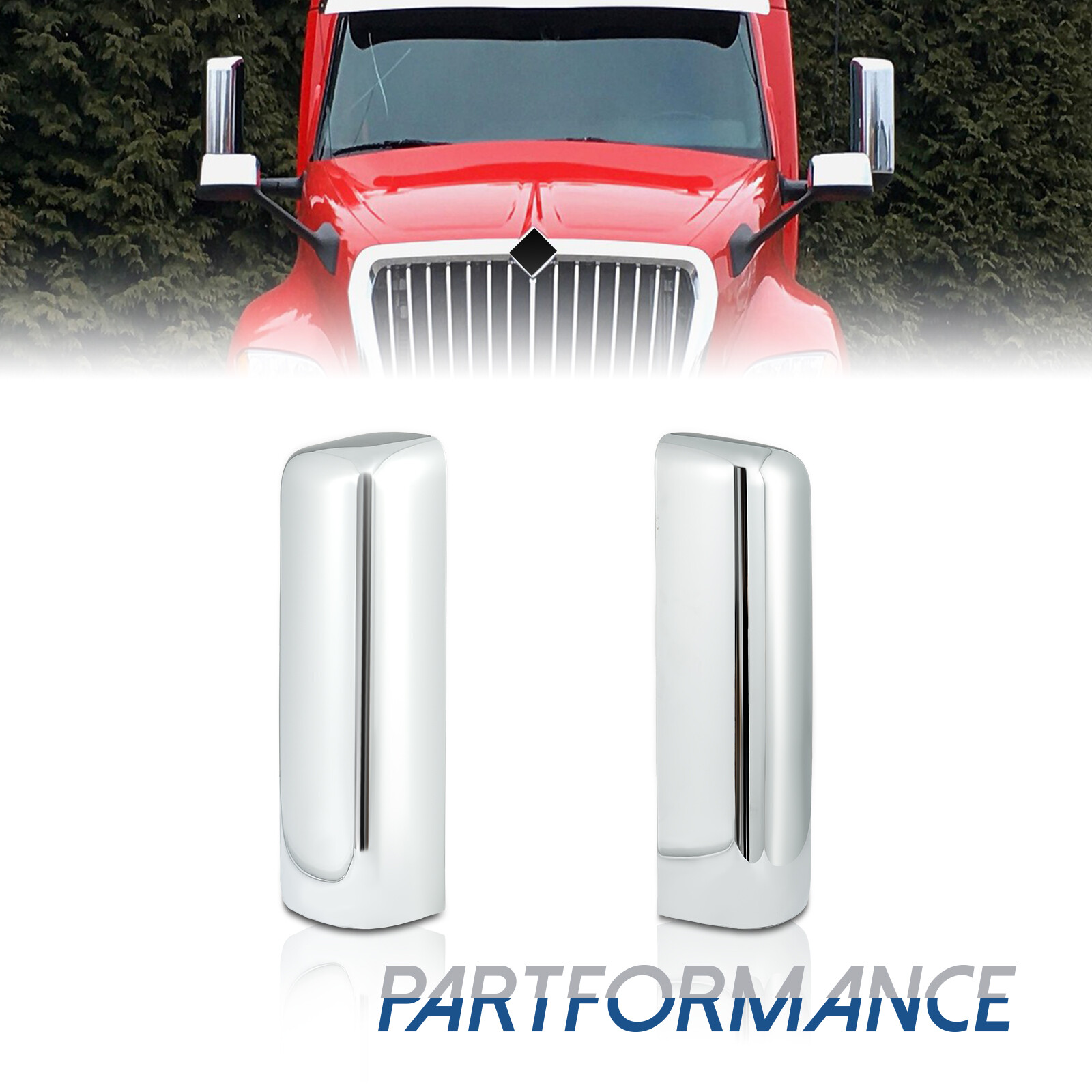 Pair Chrome Door Mirror Covers Fit 2017-2020 International LT625 Trucks LH & RH