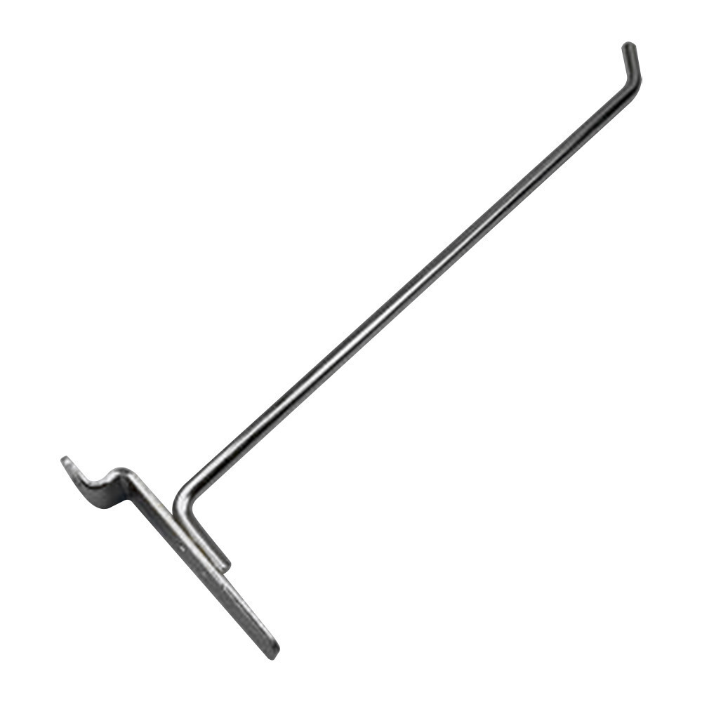 10" Slatwall Hook Panel Display Hooks, 1/4" Thickness Metal, Chrome - PACK 12