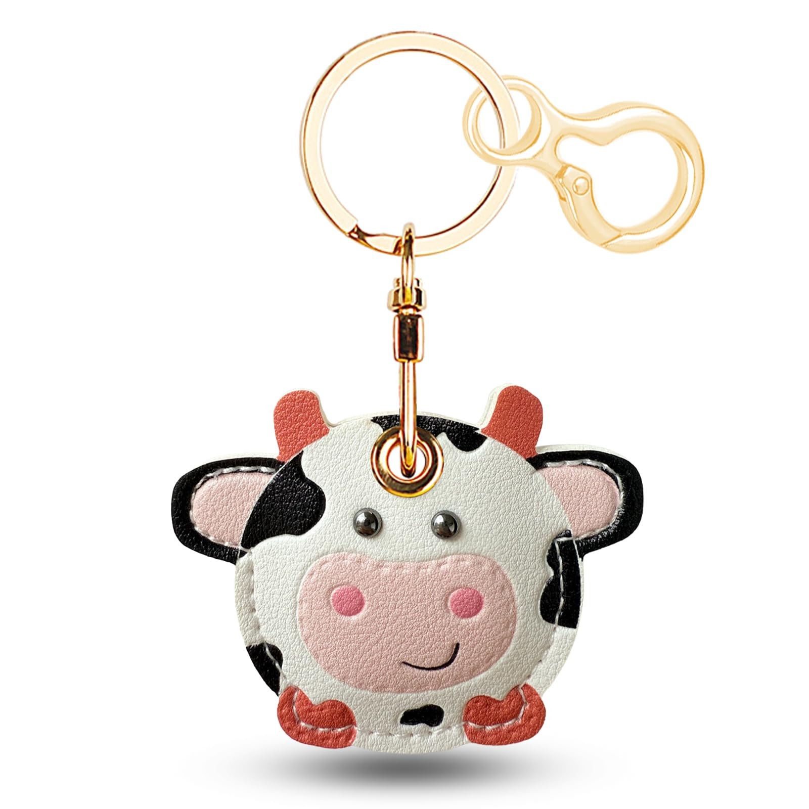 Zhapynil Leather Keychain for Airtag, Cute Protective Medium, White