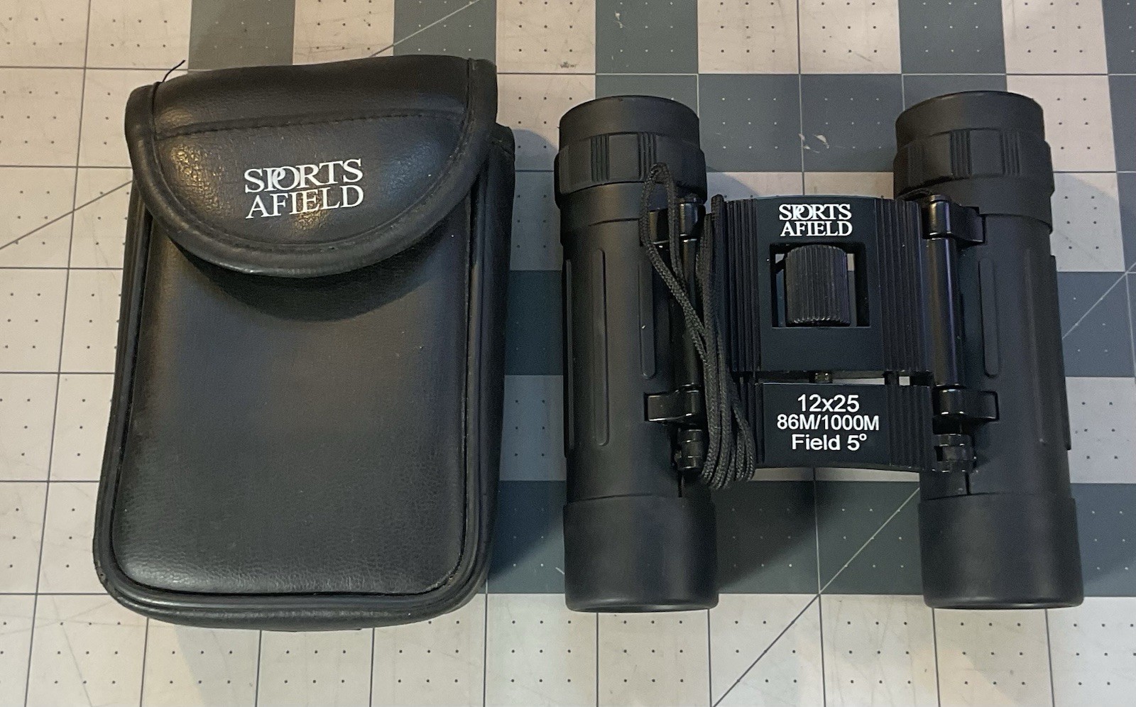 Sports Afield Binoculars w/Case, 12x25 ,86m / 1000m - Field 5°