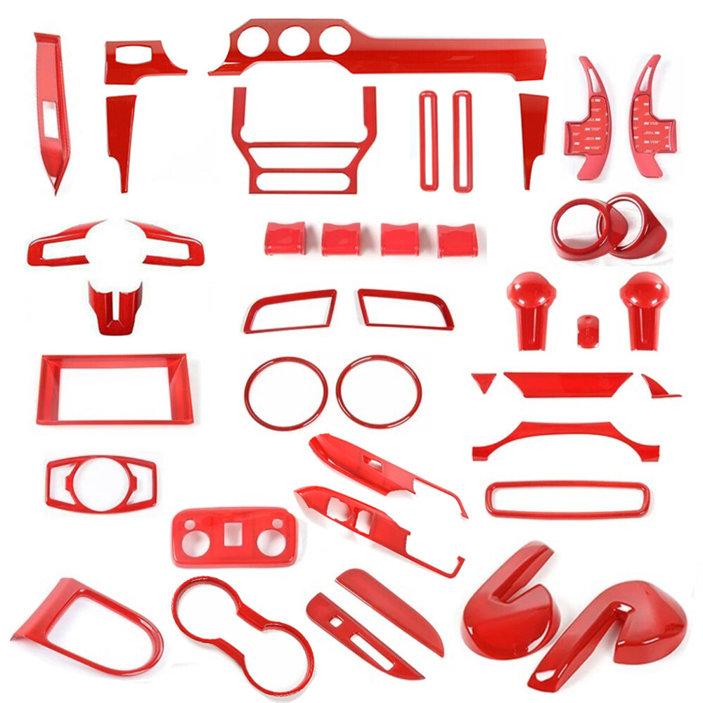 Red Full Set Interior Cover Trim Whole Kits for Ford Mustang 2015+ Accessories