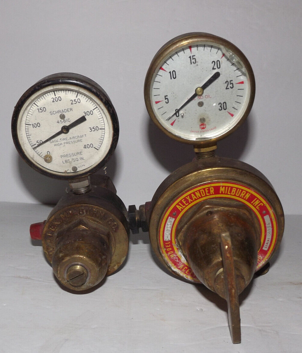 Vtg Alexander-Milburn  Schrader High Pressure Gauge Use No Oil Steampunk Repurpo