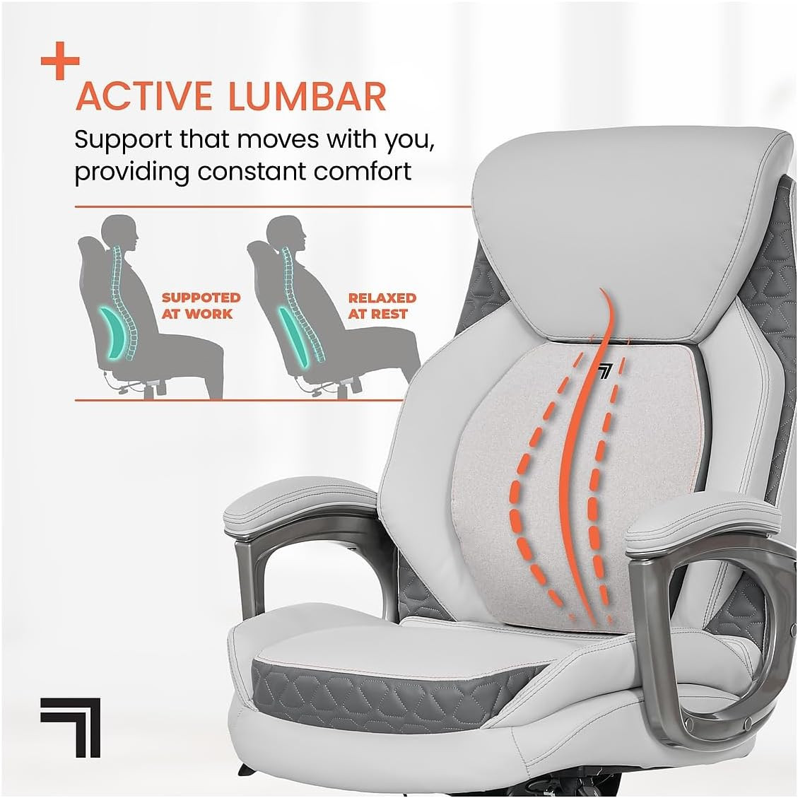 Sharper Image S600 Active Lumbar Ergonomic Bonded Leather Swivel Executive Massa