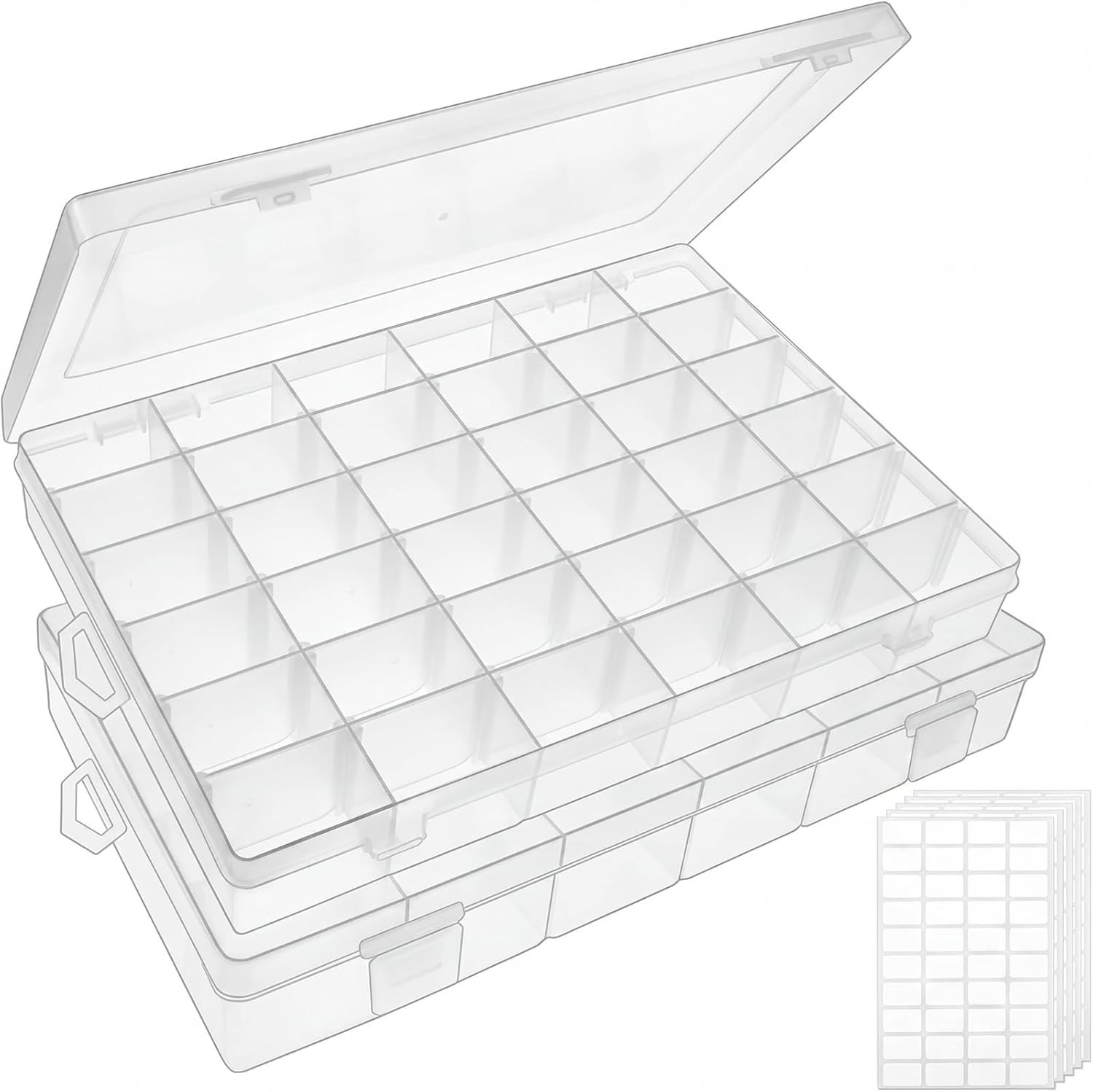 Versatile 36-Compartment Clear Plastic Storage Box - 2 Pack for Crafts & Jewelry