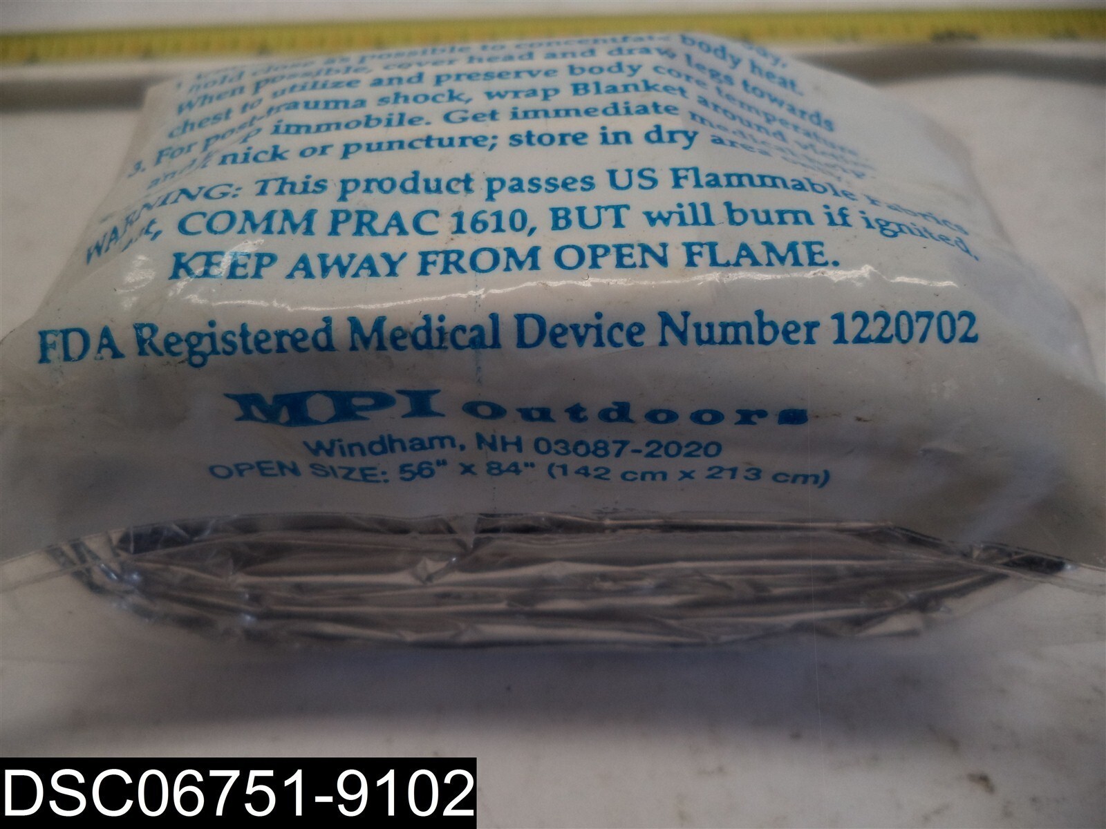 1220702: MPI Outdoors Space Brand Emergency Blanket