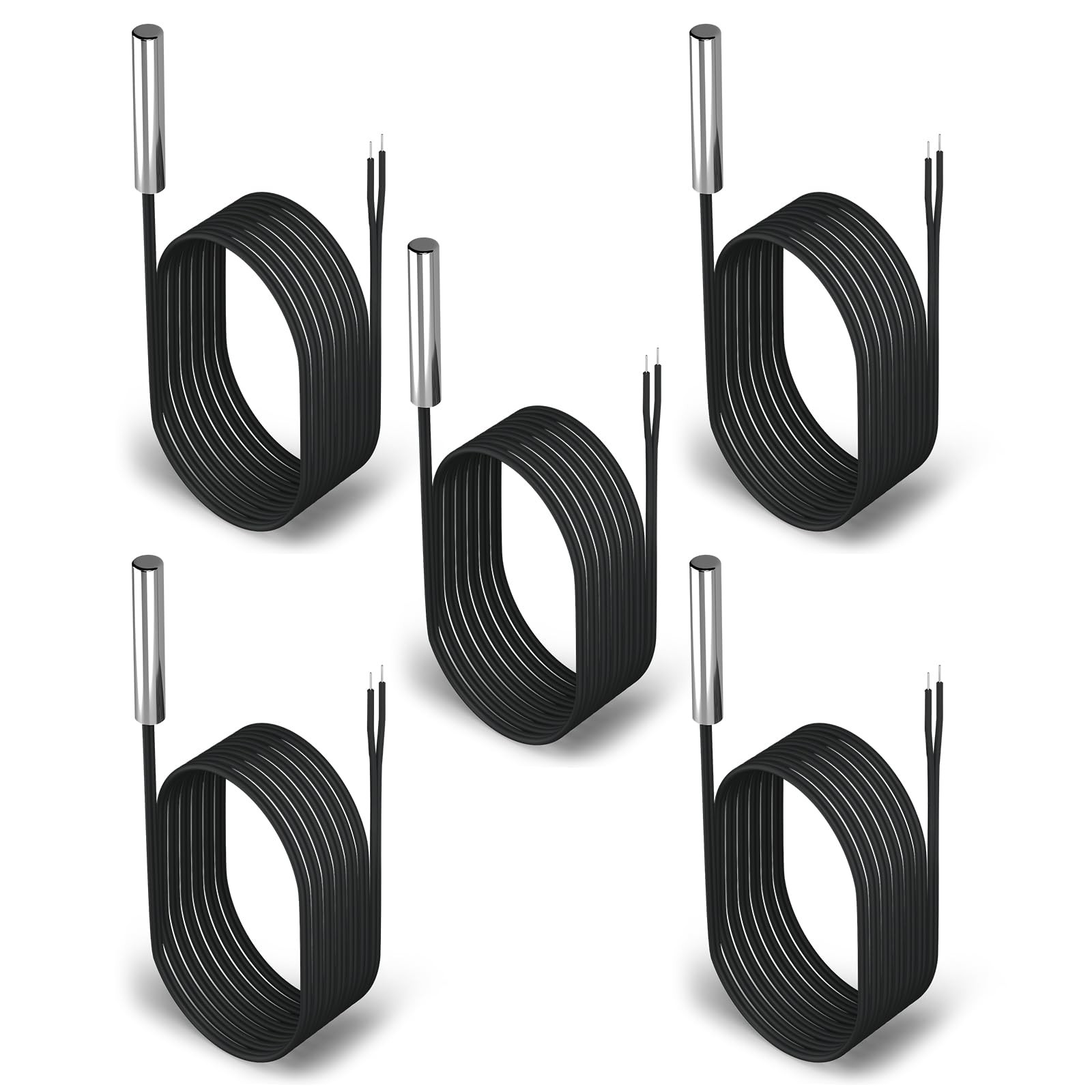 NTC Temperature Sensor Probe 10K Waterproof Stainless Steel 5pcs 1 Meter Remote