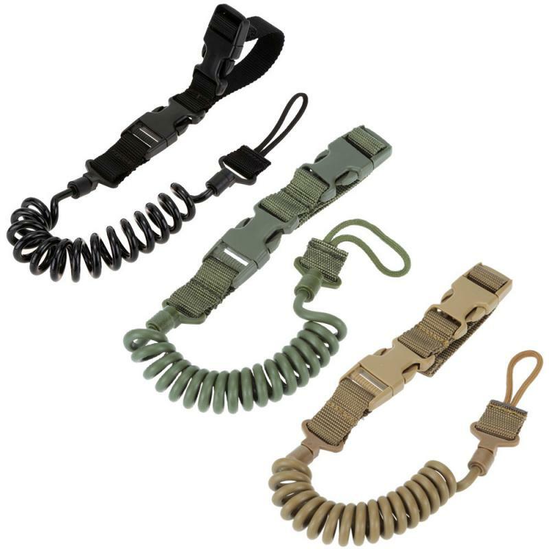 Tactical Secure Lanyard Spring Pistol Gun Sling Practical Security Leash