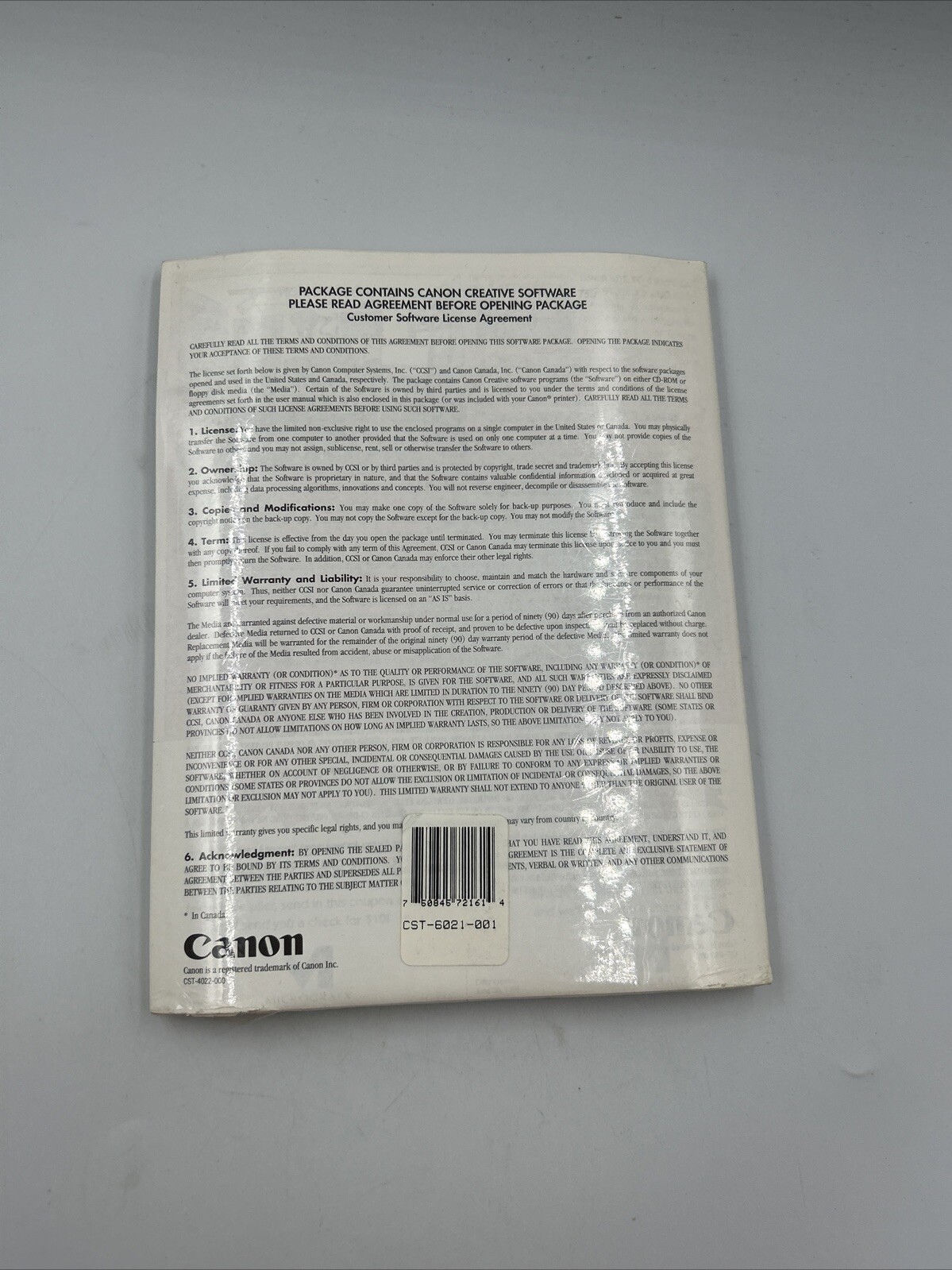 Canon Creative CD ROM For Windows Version 1.3 1995 and User's Mannual