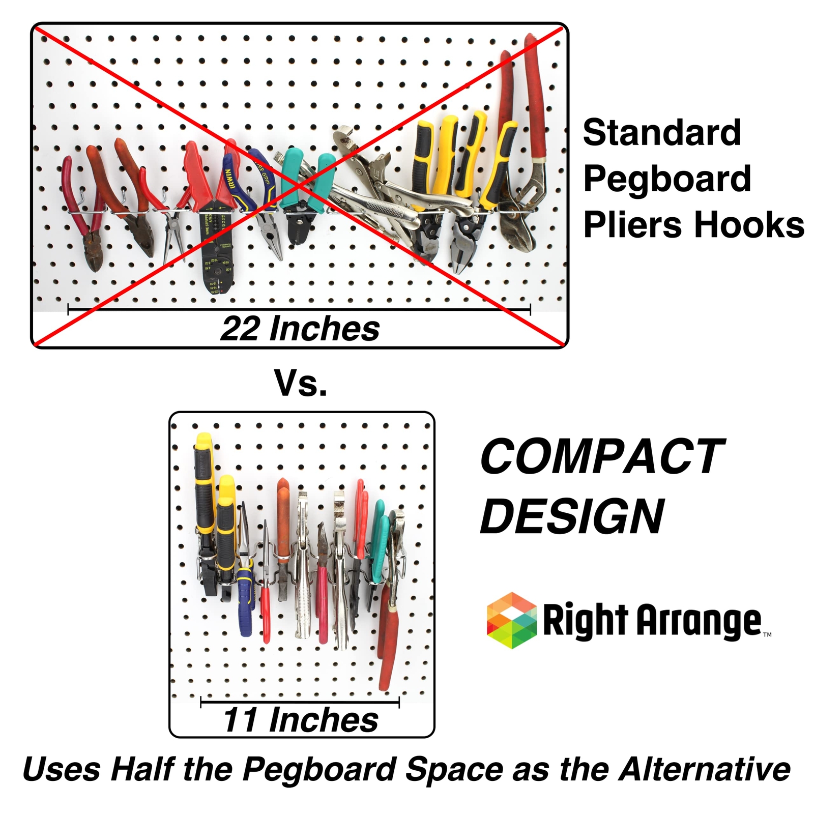 RightArrange Pegboard Pliers Holder Holds 11 Tools Organizer for Workbench Use