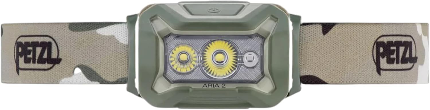 PETZL ARIA 2R RGB Headlamp - Camouflage (600 lm) Rechargeable (Core) - 625lm Ca